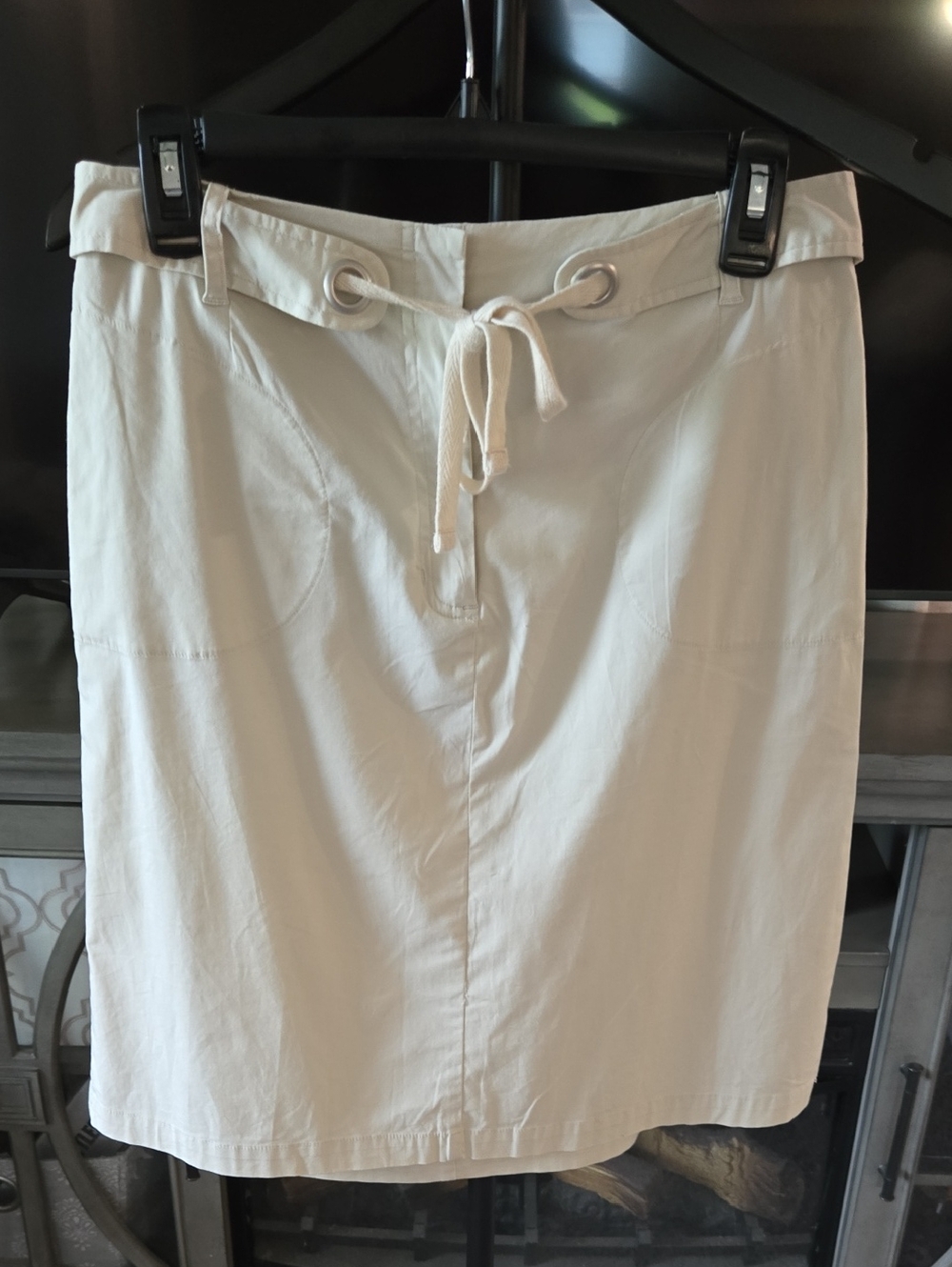 Talbots Cream Drawstring Midi Skirt